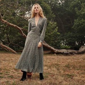 Down maxi Charleston dress - blue paisley